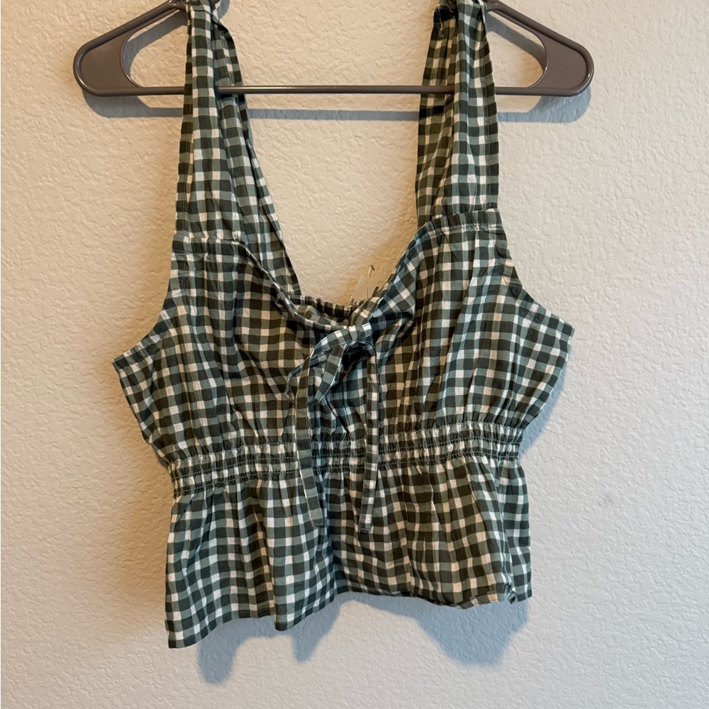 NWT Green Gingham Women's Top